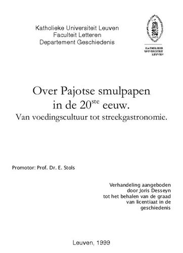 Kaft van Over Pajotse smulpapen in de 20ste eeuw